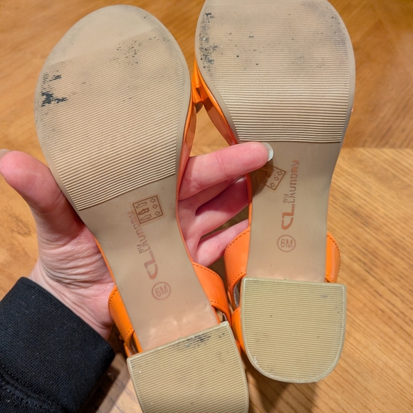 Orange Block Heel Sandals - Picture 10 of 16